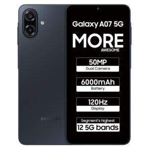 Samsung Galaxy A07 5G Smartphone (Black, 6GB RAM, 128GB Storage)
