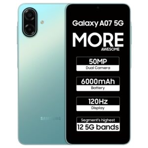 Samsung Galaxy A07 5G Smartphone (Light Green, 6GB RAM, 128GB Storage)